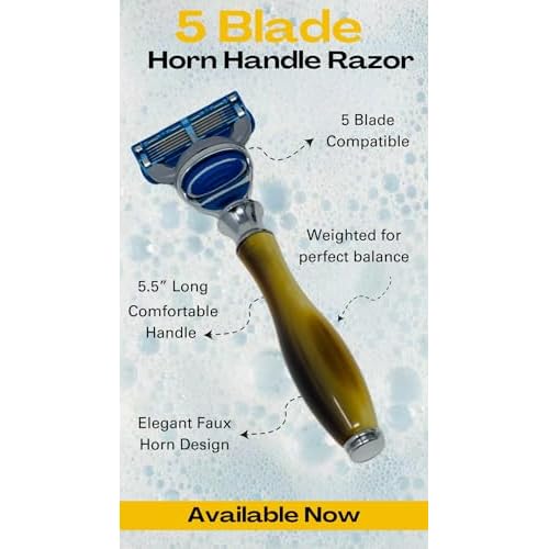 G.B.S 5 Blade Razor with Classic Horn Handle Christmas Gift Stocking Stuffer For Men