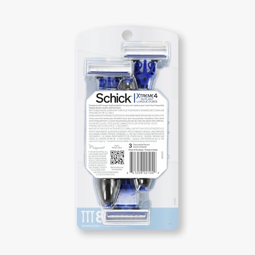 Schick Xtreme 4 Outlast Razor Disposable Razors for Men, 3 Count