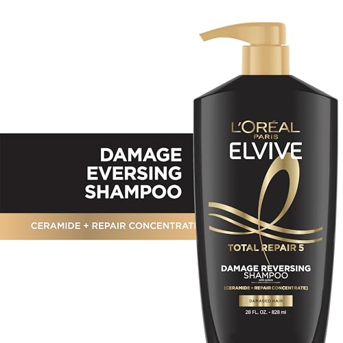 L'Oreal Paris Elvive Total Repair 5 Repairing Shampoo for Damaged Hair Shampoo with Protein and Ceramide for Strong Silky Shiny Healthy Renewed Hair 28 Fl Oz