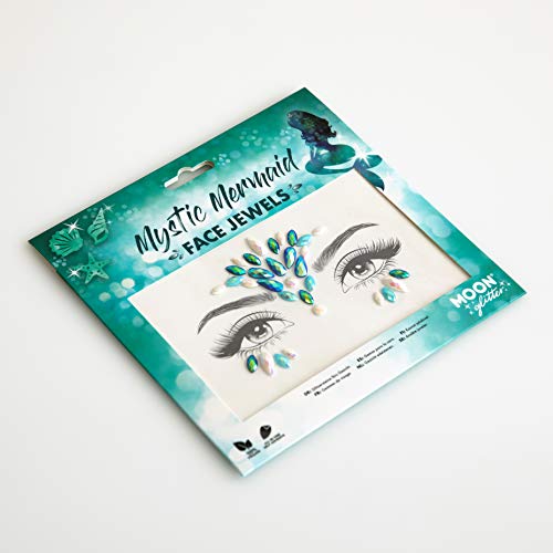 Face Jewels by Moon Glitter - Festival Face Body Gems, Crystal Make up Eye Glitter Stickers, Temporary Tattoo Jewels (Mystic Mermaid)