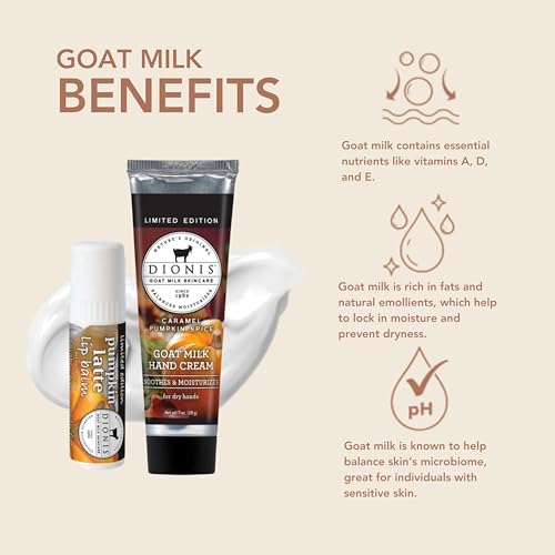 Dionis Goat Milk Caramel Pumpkin Spice Hand Cream and Pumpkin Latte Lip Balm Set