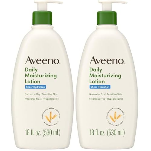 Aveeno Sheer Hydration Daily Moisturizing Fragrance-Free Lotion with Nourishing Prebiotic Oat, Fast-Absorbing Body Moisturizer for Dry Skin with Lightweight, Breathable Feel, 18 fl. oz (Pack of 2)