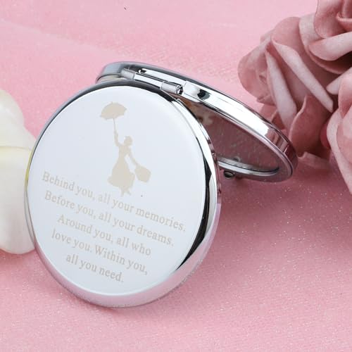 FEELMEM Gift Behind You All Your Memories Inspired Quote Compact Mirror Fans Gift