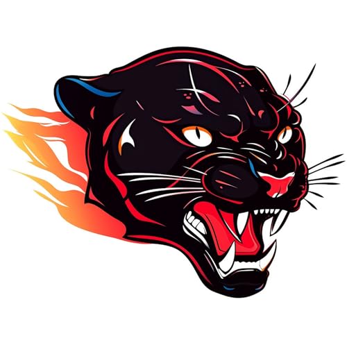 6 Sheets Fake Tattoos Set Illustration of a Black Panther with Angry Face Expression Temporary Tattoos suitable for Adult Women Men