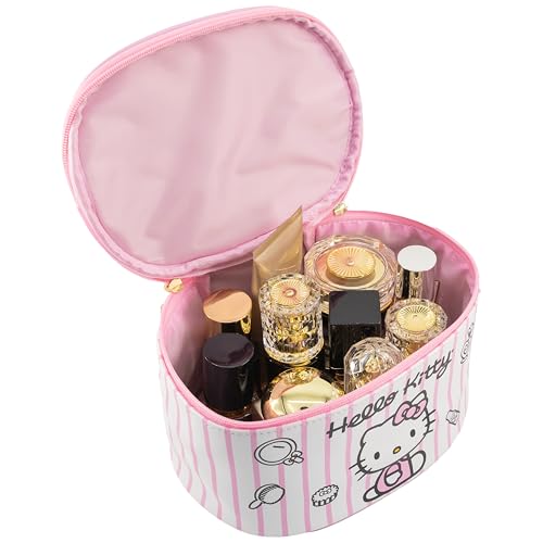 Sanrio Hello Kitty Makeup Bag ? Makeup Organizer, Travel Toiletry Bag for Women & Girls | Cute Cosmetic Bag, Train Case for Kids, Travel Bag, Toiletry Bag for Women, Make up Storage | Ages 3+