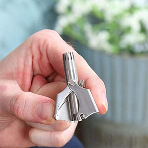 Portable Ear and Nose Hair Trimmer Universal for Men and Women£¬Stainless Steel Manual£¬Battery-Free, Washable£¬Nose Vibrissa Razor Shave Clipper, Silver