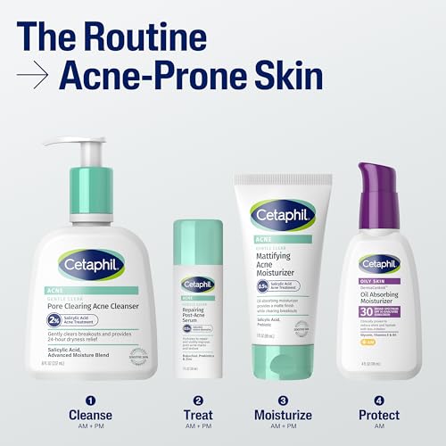CETAPHIL Gentle Clear Repairing Post-Acne Serum, Retinol Alternative, Oil Free Serum for Sensitive Skin, 1 Fl Oz, Bakuchiol, Improves Skin Tone & Post-acne Marks, Dermatologist Recommended Brand