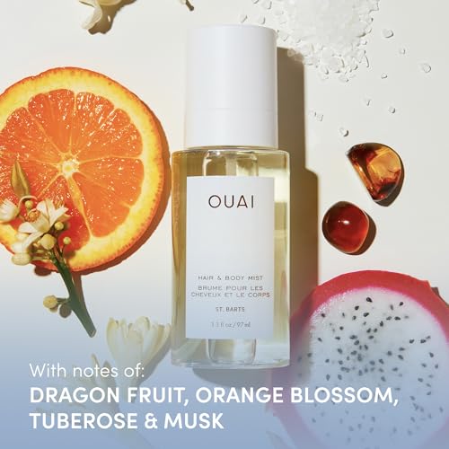 OUAI St. Barts Hair & Body Gift Set - Tropical-Scented Body Care for Women & Men - Includes Full Size Hydrating Body Cream & Travel Size Hair and Body Mist (2 Count)