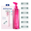 Athena Club Women¡¯s Razor Shave Kit, 5-Blade Cartridge Razor for Sensitive Skin, Serum-Infused Blades with Shea Butter and Hyaluronic Acid, Includes Handle, 6 Refills, Shower Hook, and Shave Oil