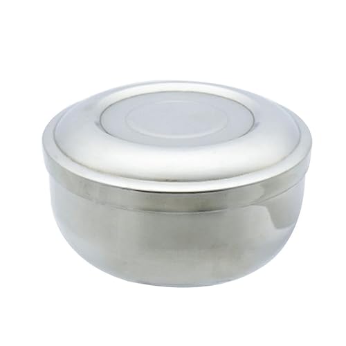 lasenersm 1 Piece Stainless Steel Shaving Soap Bowl with Lid Shaving Soap Mug Bowl Shaving Bowl Shaving Foam Bowl Shaving Cream Bowl For Men, 4.33 x 2.16 Inches, Silver