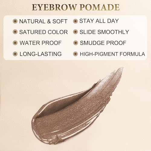 Eyebrow Pen Makeup Kit, with 4 Tip Waterproof Microblading Eyebrow Pencil, Eyeliner, Eyebrow Pomade and Dual-ended Eyebrow Brush, Brow Pencil Eyebrow Kit for Natural Looking - Dark Brown