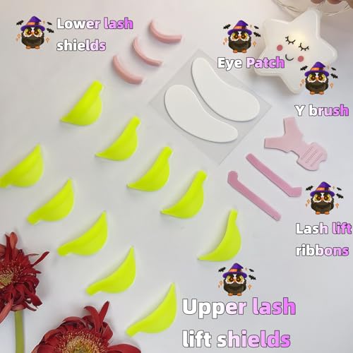 Lash Lift Shields C Curl Eyelash Lifting Shield Lami Lamination Roller Silicone Perm Rod Soft Lash Perming Pad Set For Lash Lift and Tint- Ribbons & Eye Patches (Lemon Flat C Curl Rods)