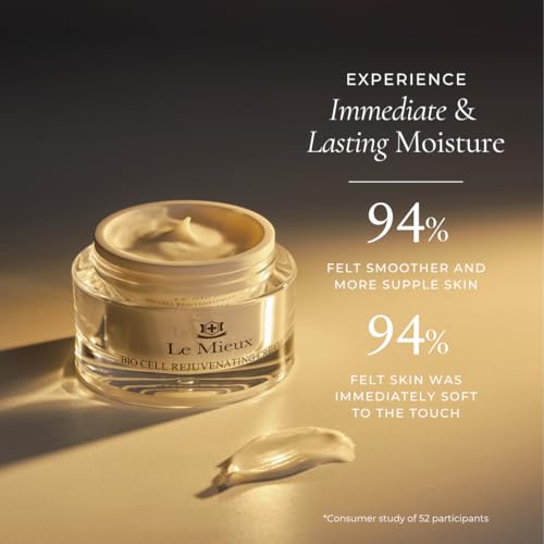 Le Mieux Bio Cell Rejuvenating Cream - Triple Peptide Facial Moisturizer with Hyaluronic Acid, Squalane & Rose Hip, Night & Day Cream for Face & Neck, No Parabens or Sulfates (1.75 oz / 52 ml)