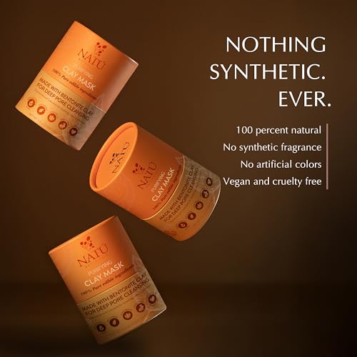 NAT? BOTANICALS Purifying Bentonite Clay Mask ? Clarifying Clay Mask for Face ? Soothing & Softening Hydrating Face Mask for Oily and Combination Skin ? Helps Tighten, Clarify & Refine Skin 3.5oz
