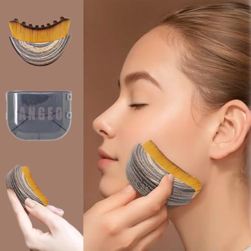 ANGEO Lymphatic Contour Face Brush (2 piece) Soft Bristle Lymphatic Drainage Massager, Facial Sculpting Tool for Chin & Jawline, Gentle Lymphatic Face Brush for Daily Skincare & Spa Treatments
