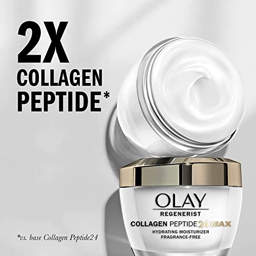 Olay Regenerist Collagen Peptide 24 MAX Hydrating Face Moisturizer (1.7 Oz) and Retinol 24 MAX Night Face Cream, Fragrance Free (1.7 Oz) + 2 Travel Size Whip Face Moisturizers
