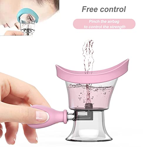 Eye Wash Cup, 2Pcs Eye Wash Bath, Silicone Eye Cup for Eye Clean with Storage Container, Eye Care Manual Pressure Eye Cleaning Cup Blue Pink for Visual Fatigue Makeup Residue