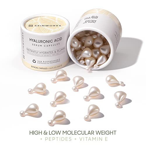 Hyaluronic Acid Serum for Face, Anti Aging Serum for Fine Lines & Wrinkles, Hydrating Glow, Face Moisturizer Plump & Repair Dry Skin, Unscented, 30 Capsules (Pack of 2)