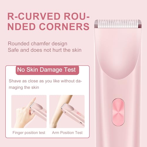 Bikini Trimmer for Women,Dermave Bikini Shaver,Electric Razors for Women Pubic Hair (Pink)