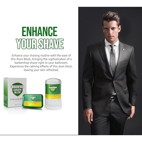 Natural Alum Block Aftershave Care - 3.5 oz / 100g, Shaving Essential for Men - Skin Soothing Styptic Green Blok - Prevents Razor Nicks - Post Shave with Portable Travel Case ? Combo Pack