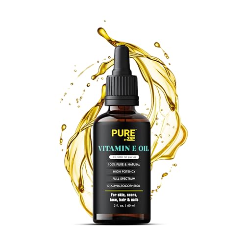 Vitamin E Oil Drop 2fl Blend 70,000 IU - 100% Organic & Natural Hexane Free, Sweet Almond, Apricot, Jojoba, Argan, Rosehip, Sunflower & Avocado Bath Oil For Scars, Skin, Face & Full Body