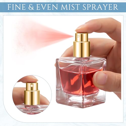 6 Pack 30 ml Empty Glass Perfume Bottles Bulk Refillable Atomizer Cologne Bottles DIY Perfume Making Supplies Vintage Fragrance Packaging Glass (Gold Metal Lid)