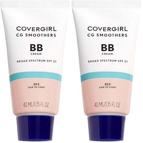 COVERGIRL Smoothers Lightweight BB Cream,Fair to Light 805,1.35 oz (Packaging May Vary) Lightweight Hydrating 10-In-1 Skin Enhancer with SPF 21 UV Protection,(Pack of 2)