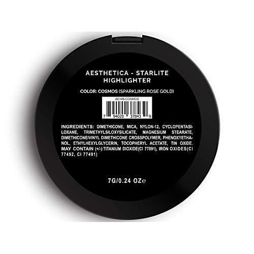 Aesthetica Starlite Highlighter - Metallic Shimmer Highlighting Makeup Powder - Cosmos (Sparkling Rose Gold)