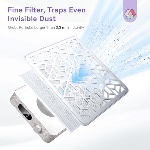 SAVILAND 800Pa Nail Dust Collector: Rhinestones Shining Powerful Suction Dust Collector Nail Tech Adjustable Speeds Less Than 25db Nail Duster Vacuum For Acrylic Nails Tool Polish Salon Set