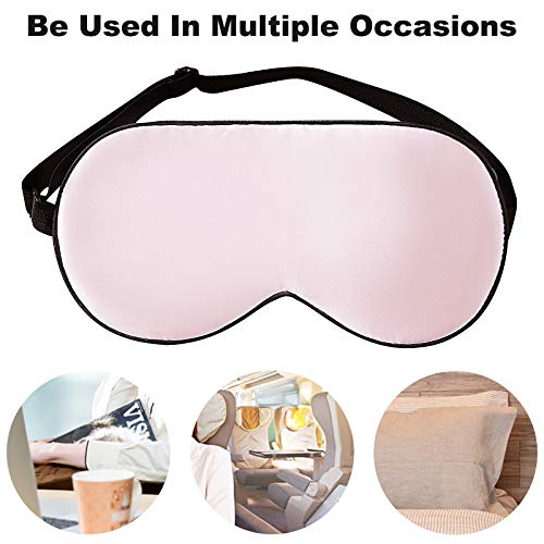 100% Natural Silk Sleep Mask for Relieving Fatigue & No Stimulation Breathable Eye Mask Summer Cool Mulberry Silk Eye Cover Blindfold for Night Sleeping, Nap & Travel (Pink)