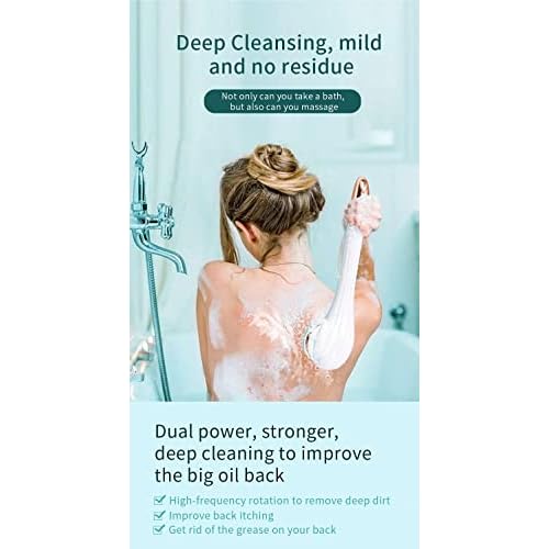 Body Brush Rechargeable, Electric Body Brush Set, Scrubber Shower Brush with Long Handle, Spin Skin Brush with 6 Brush Heads for Cleanse, Massage, exfoliate and Pamper Your Skin in The Shower (Pink)