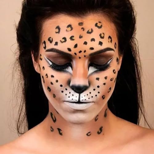 5 Sheets Leopard Print Temporary Tattoos, Gold Design for Halloween - Waterproof Fake Tattoo Stickers for Adults & Kids