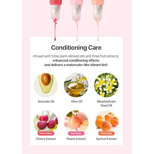Lip Care Color Oil 0.34 Fl Oz, Vegan Tinted Lip Oil with Jelly Massager for Dry Lips, Hydrating & Cooling Lip Treatment, Long-Lasting Glow & Volume, Korean Lip Oil, BeginS (Cherry More)