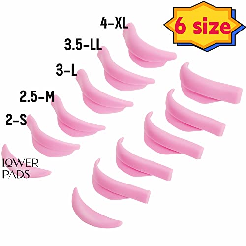 Lash Lift Pads Shield, DIY Eyelash Lift Pad, Perm Rods 6 Size Lifting Eyelashes Up Rapidly Super Curl Lami Lamination Roller Guards 6 Pairs Easily Stay on Eyes Well Soft Silicone(Mega L curling)