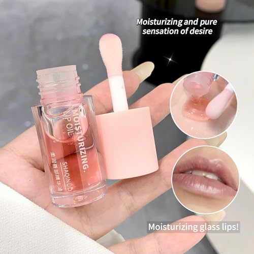 4pcs Hydrating Lip Gloss, Fruit Flavoured Plumping Lip Oil, Nourishing Glossy Transparent Lip Balm, Moisturizing Tinted Toot Lip Balm for Dry Lips 0.48 OZ