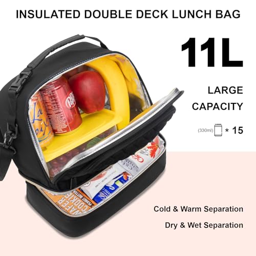 Everfun Hanging Travel Toiletry Bag for Women and 15 Can Insulated Double Deck Lunch Bag for Women Bargain Combination