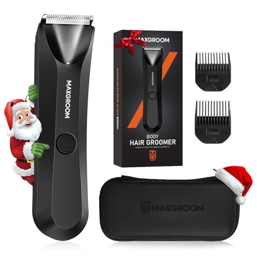 Manscape Body Hair Trimmer for Men, IPX7 Waterproof Pubic & Groin Hair Trimmer- Electric Ball Shaver with LED Light, Ceramic Blade, USB Rechargeable & Travel Pouch