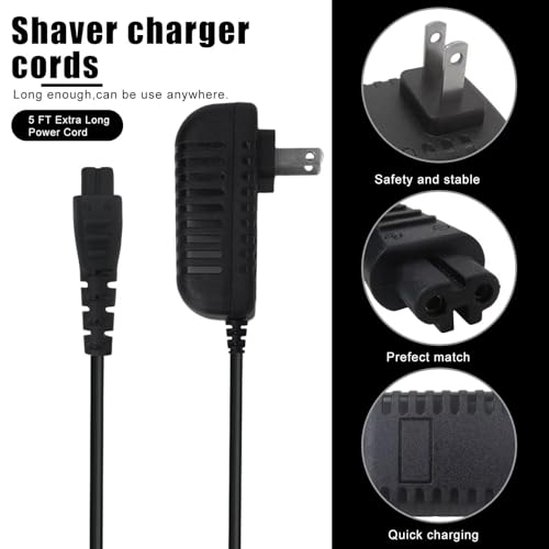 Replacement Charger for Remington Shaver PR1240 PR1250 PR1260 PR1270 PR1285 PR1340 PR1342 PR1360 PR1362 PR1385 PR1387, 5V Trimmer Charging Cord for Remington Razor