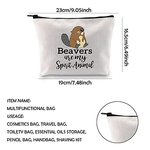 WCGXKO Beaver Lover Gift Beavers Are My Spirit Animal Zipper Pouch Makeup Bag (Spirit Animal Beavers)