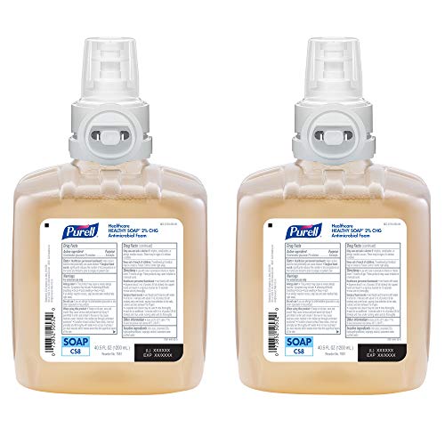 PURELL Foam Handwash 2% CHG Antimicrobial Foam, Fragrance Free, 1200 mL Foam Hand Soap Refill for PURELL CS8 Automatic Soap Dispenser (Pack of 2) ? 7881-02 - Manufactured by GOJO, Inc.