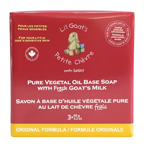 Li¡¯l Goat¡¯s Gentle Goat Milk Soap, 3¡¿90g Pack, Mild Moisturizing Bar for Sensitive Skin, Made with Fresh Canadian Goat Milk (Original)