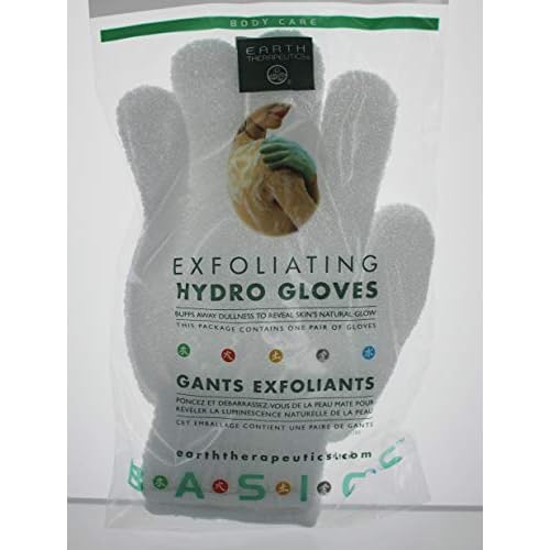 Earth Therapeutics Hydro Exfoliating Gloves, White, 1 pair (Pack of 4)