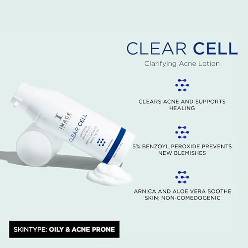 IMAGE Skincare, CLEAR CELL Clarifying Acne Lotion Treatment, with Benzoyl Peroxide, Treats and Prevents Acne Blemishes, 1.7 oz