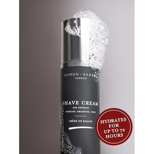 Daimon Barber Age Defence Shave Cream for Men, Moisturises, Reduces Shaving Irritation and Improves the Appearance of Tired Skin, with Coconut Oil and Aloe Vera 100ml