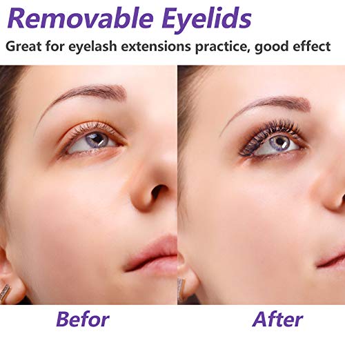 6 Pairs Replacement Eyelids for Mannequin Head - Removable Realistic With Eyelashes for Eyelash Training Practice Makeup Extensions