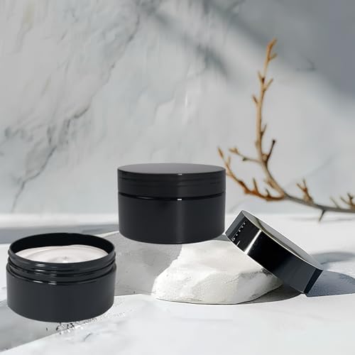 25 Pcs Plastic Jars with Lid 8 oz Plastic Cosmetic Containers Round Lotion Sample Containers Refillable Travel Jars Leak Proof Empty Cosmetic Jars for Storage Cream Powder Ointment Supplies(Black)