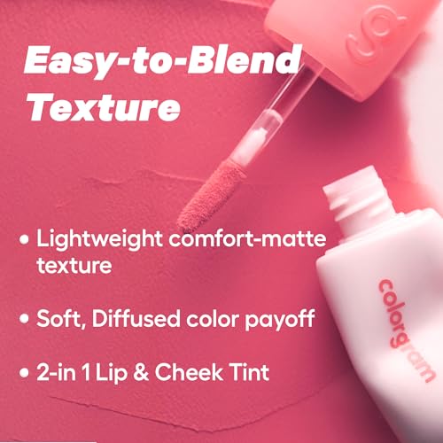 COLORGRAM NUDE BLUR TINT 03 LOVELY FIG | K-Beauty Makeup, Soft-Focus Matte Lip Stain, 2-in-1 Lip & Cheek