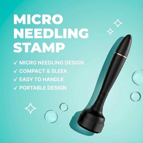 Derma Roller Microneedling Roller Stamp for Home Use Men Women Micro Needling Roller Stamp 0.25mm Black