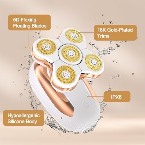 Electric Razors for Women : 5D Magnetic Head Shaver for Women - Rechargeable Body Shaver Waterproof Hair Remover Painless Cordless Trimmer for Lady Legs