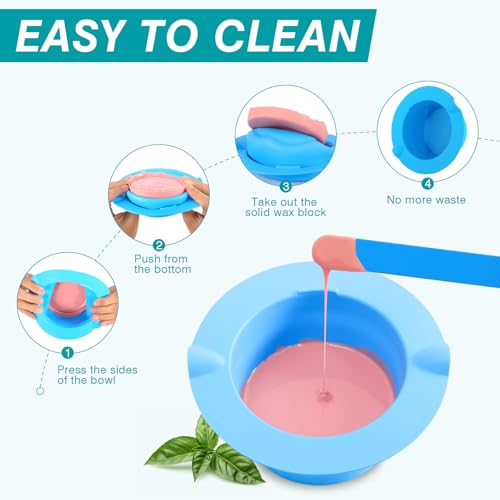 2lb Hard Wax Beads, Stripless Wax Bead for Sensitive Skin, Professional Brazilian Waxing Beads, Bikini, Body, Face, Legs, Back, Chest, Coarse Hair Removal, At-Home Salon, 1 Silicone Pot and 5 Sticks
